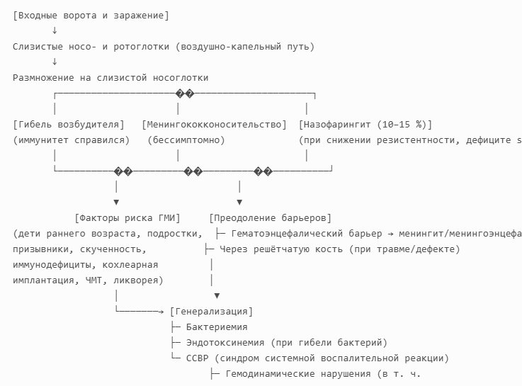 МЕНИНГОКОККОВАЯ ИНФЕКЦИЯ - ПАТОГЕНЕЗ (конспект - клинические рекомендации (дети))